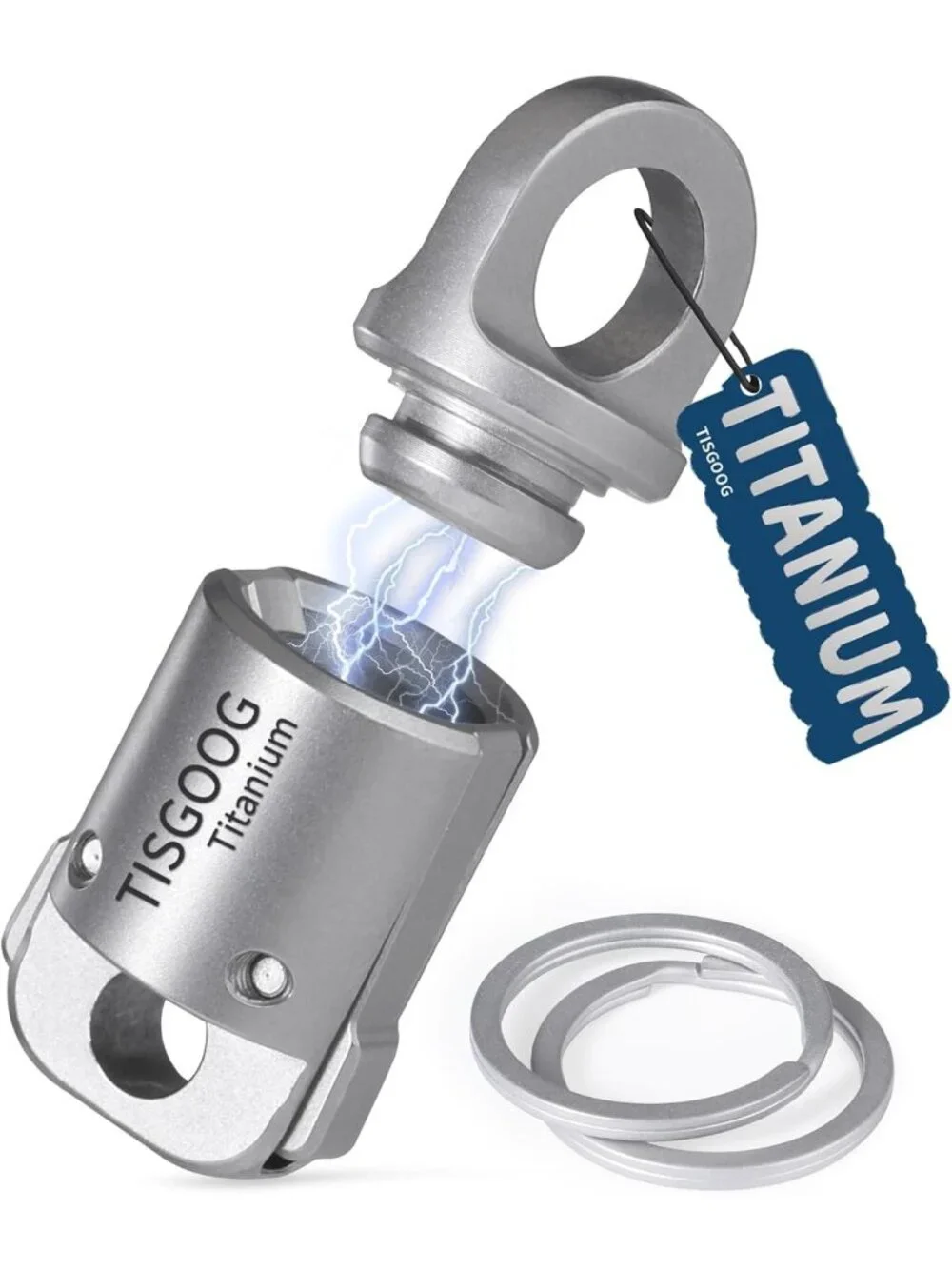 Detachable Magnetic Keychain Holder, 360° Rotatable, Titanium, 88LB Capacity